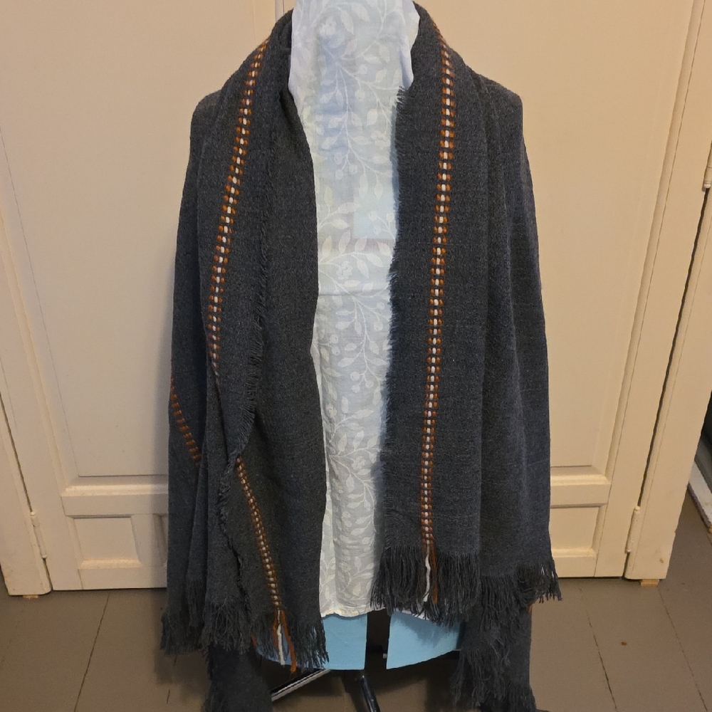Universal Thread Gray and Brown Fringed Wrap [2/$20]